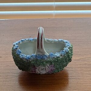 Floral Ceramic Basket with Handle